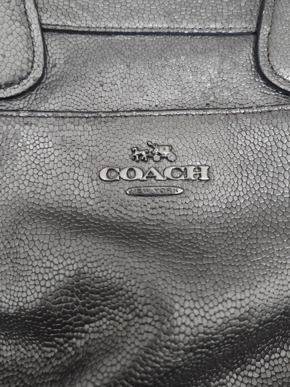 Coach Metallic Pebbled Leather Satchel - Gray Interior - Picture 6 of 6